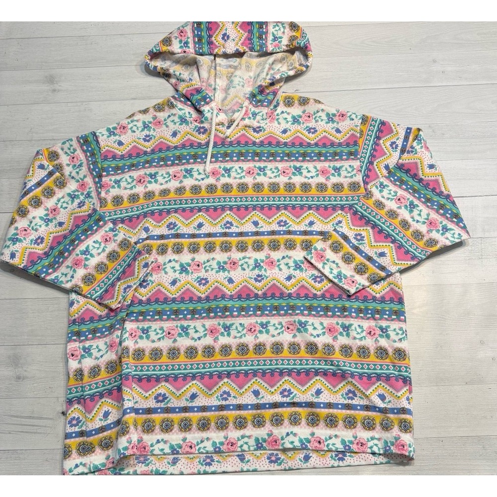 Vintage ms. oops California women's floral 90s pattern hooded‎ pullover small